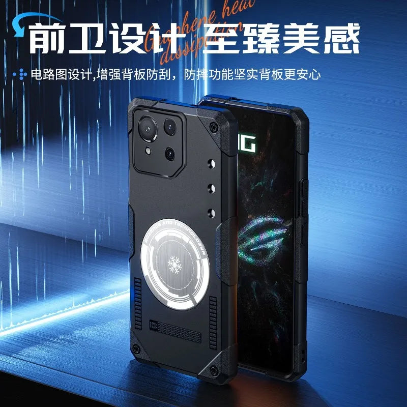 For ASUS ROG Phone 9 Case Simple Magnetic For MagSafe Built In Metal Heat Sink Cover For ASUS ROG Phone 9Pro Shell Non-Slip