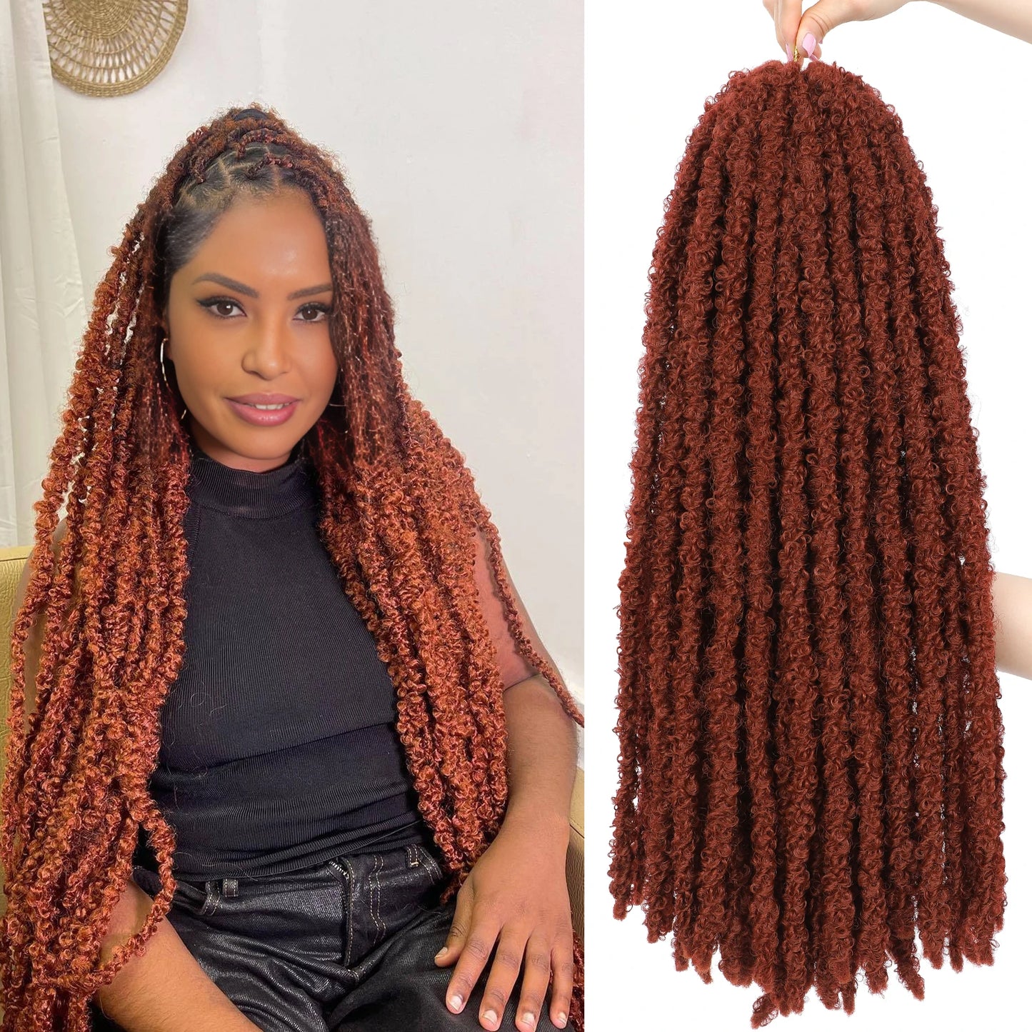 Butterfly Locs Crochet Hair 12-36 Inch Fairy Butterfly Locs Pre Looped Synthetic Distressed Faux Locs 9 Strands /Pack