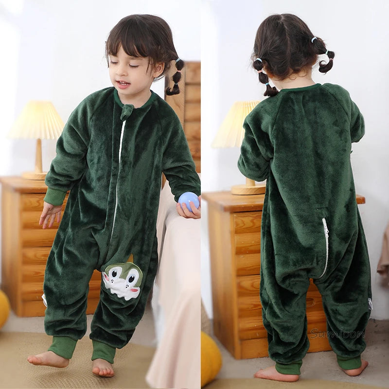Kawaii Girls Pajamas Winter Purple Rabbit Onesie Hooded Plush Kigurumi Jumpsuit Blanket Sleeper Warm Overall Kids Nightwear Pjs