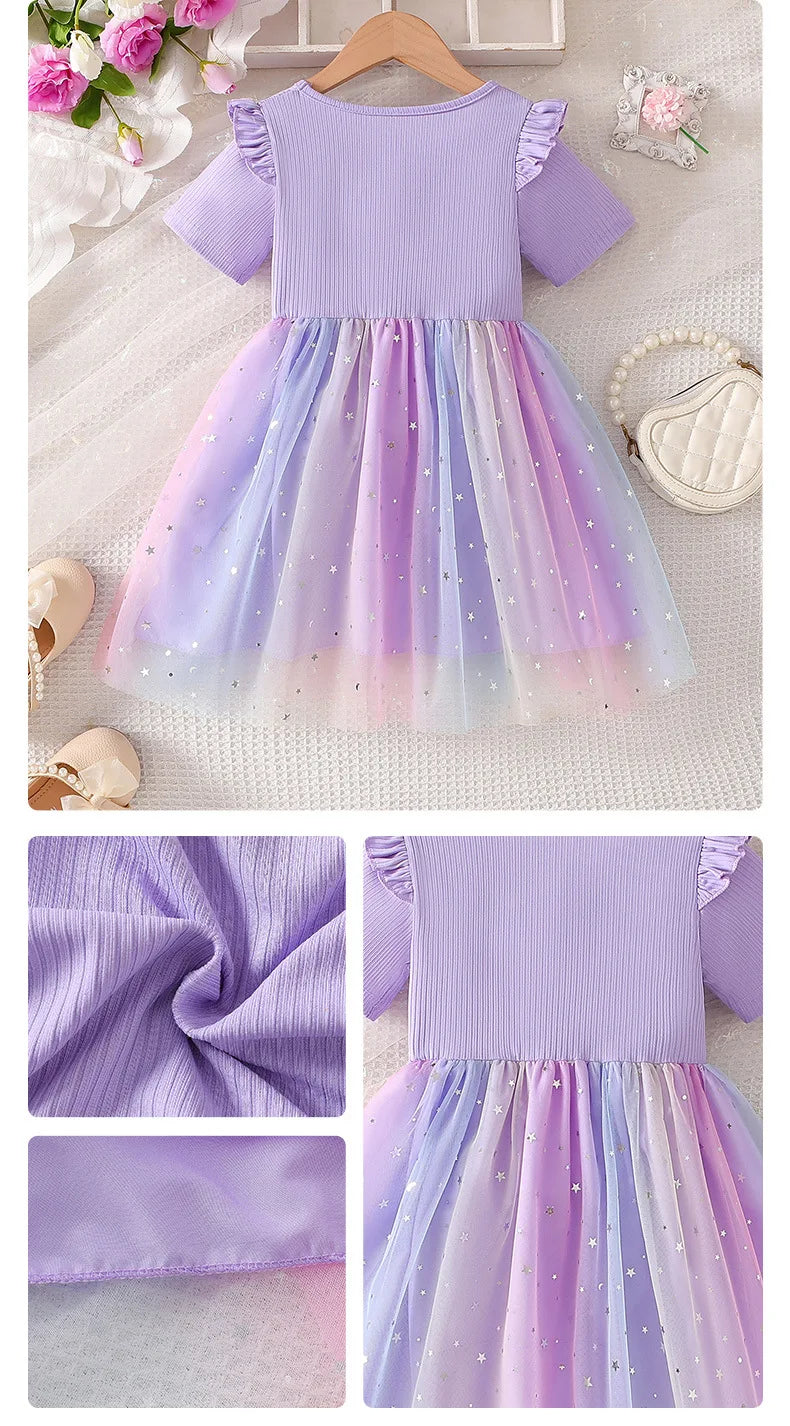 Korean Style Polka-dot Summer Dresses for Girls Cute Layered Sleeveless Casual Baby Kids Dress Baby Girls Clothes
