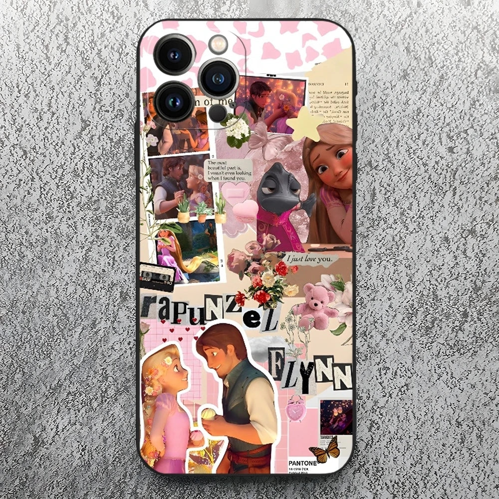 Rapunzel Phone Case for Iphone 17 16 15 14 13 12 11 Pro Max Xr X Xs Mini Plus Black Soft Silicone Cover