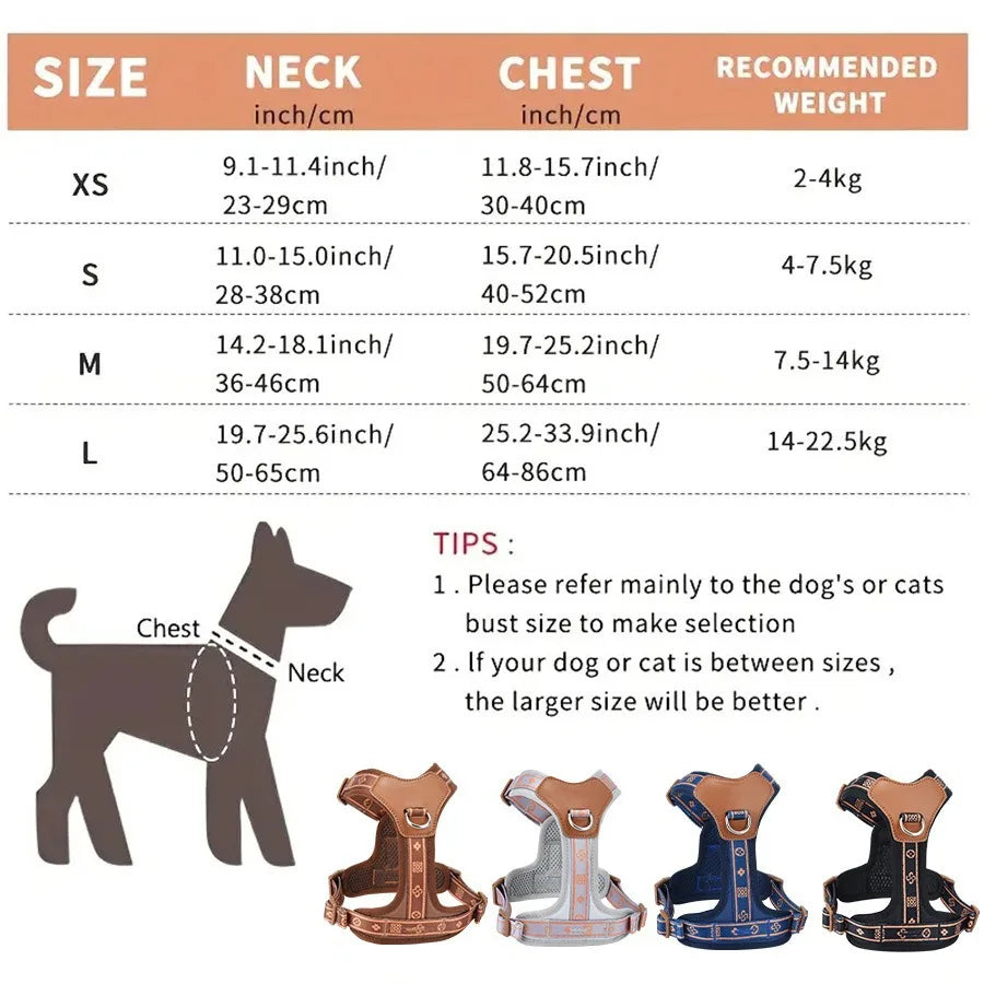 Pet Dog Harness with Durable Webbing  Anti-Deformation Alloy Ring 4 Points Adjustable Breathable Reflective Pet Leash Small Dog