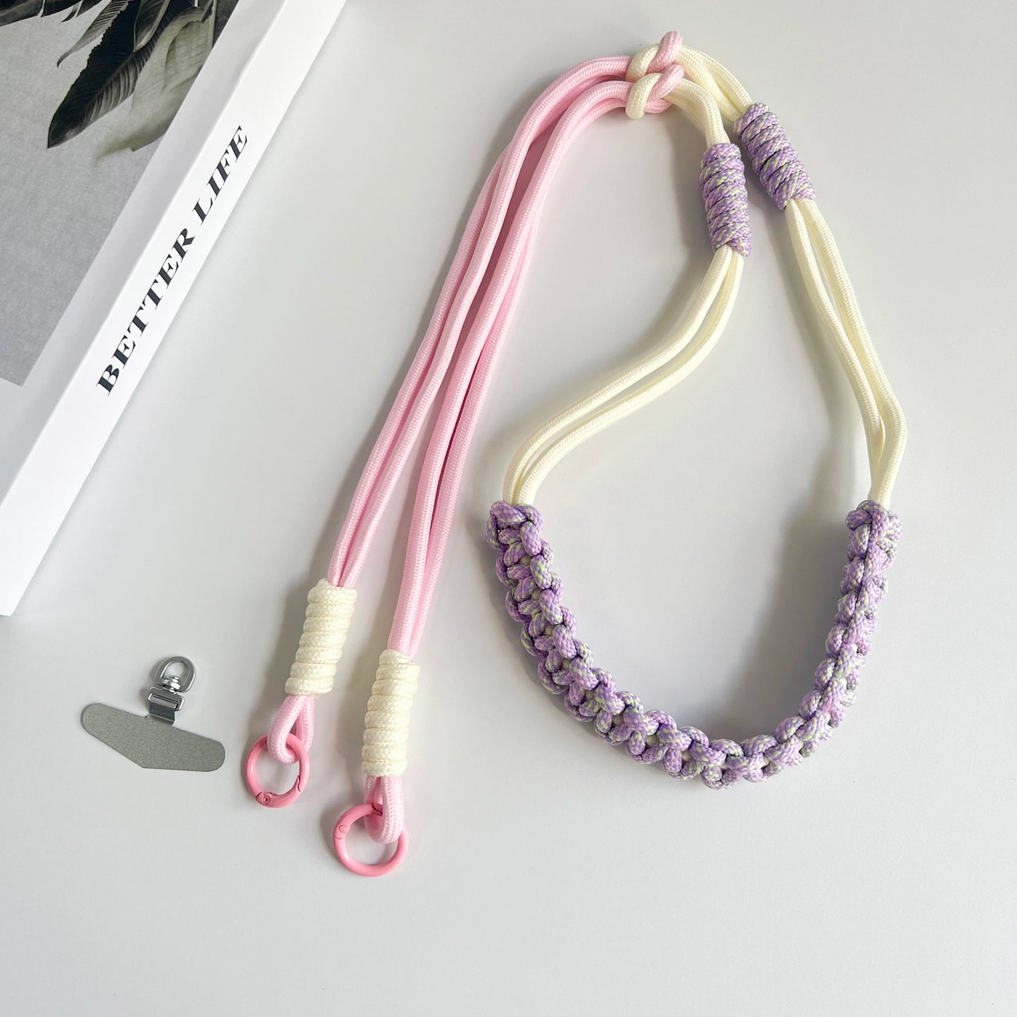 Hand Woven Fried Dough Twists Lanyard Fixed Card Color Contrast Diagonal Shoulder Lanyard Mobile Phone Lanyard Durable Lanyard