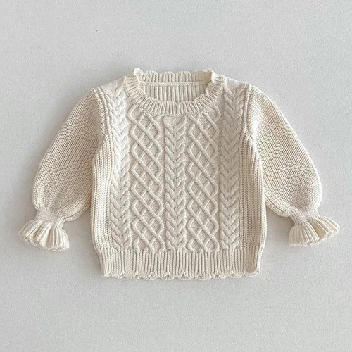 2024 New Autumn Toddler Baby Girl Knitting Clothes Suit Long Sleeved Solid Color Knitted Sweater+Pants Children Clothes Set
