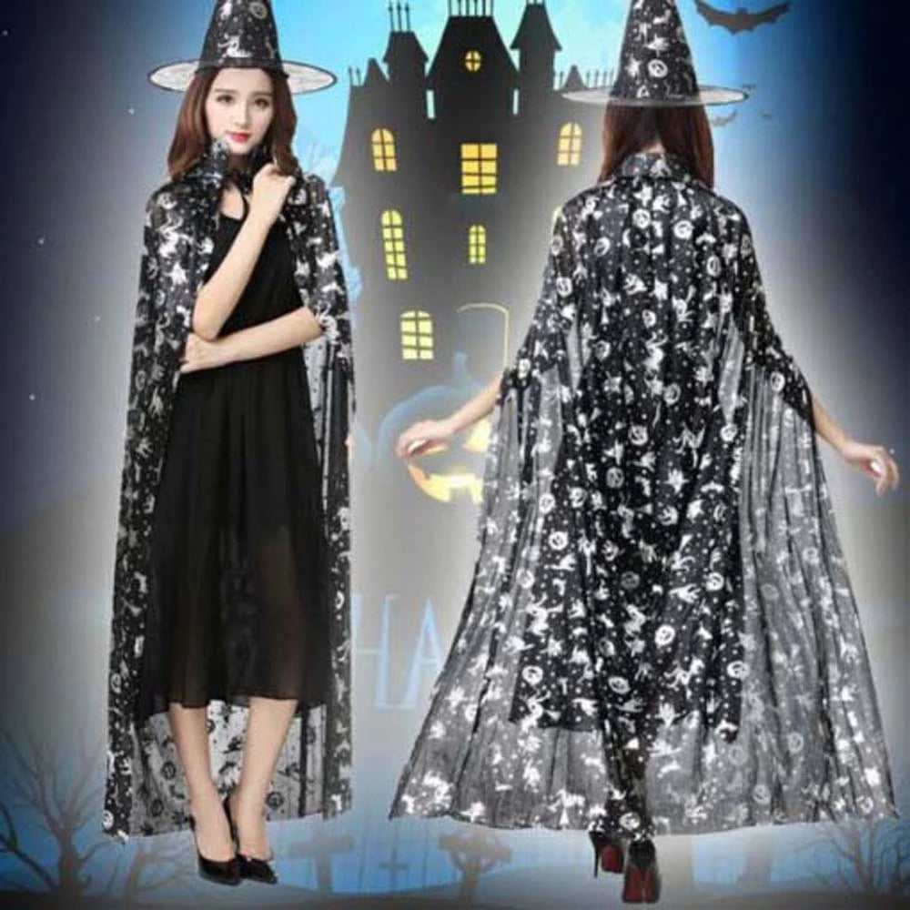 Performance Costumes Halloween Cloak Sets Pumpkin Witch Caps Scary Costumes Cosplay Bat Hat Wizard Robe Party Show