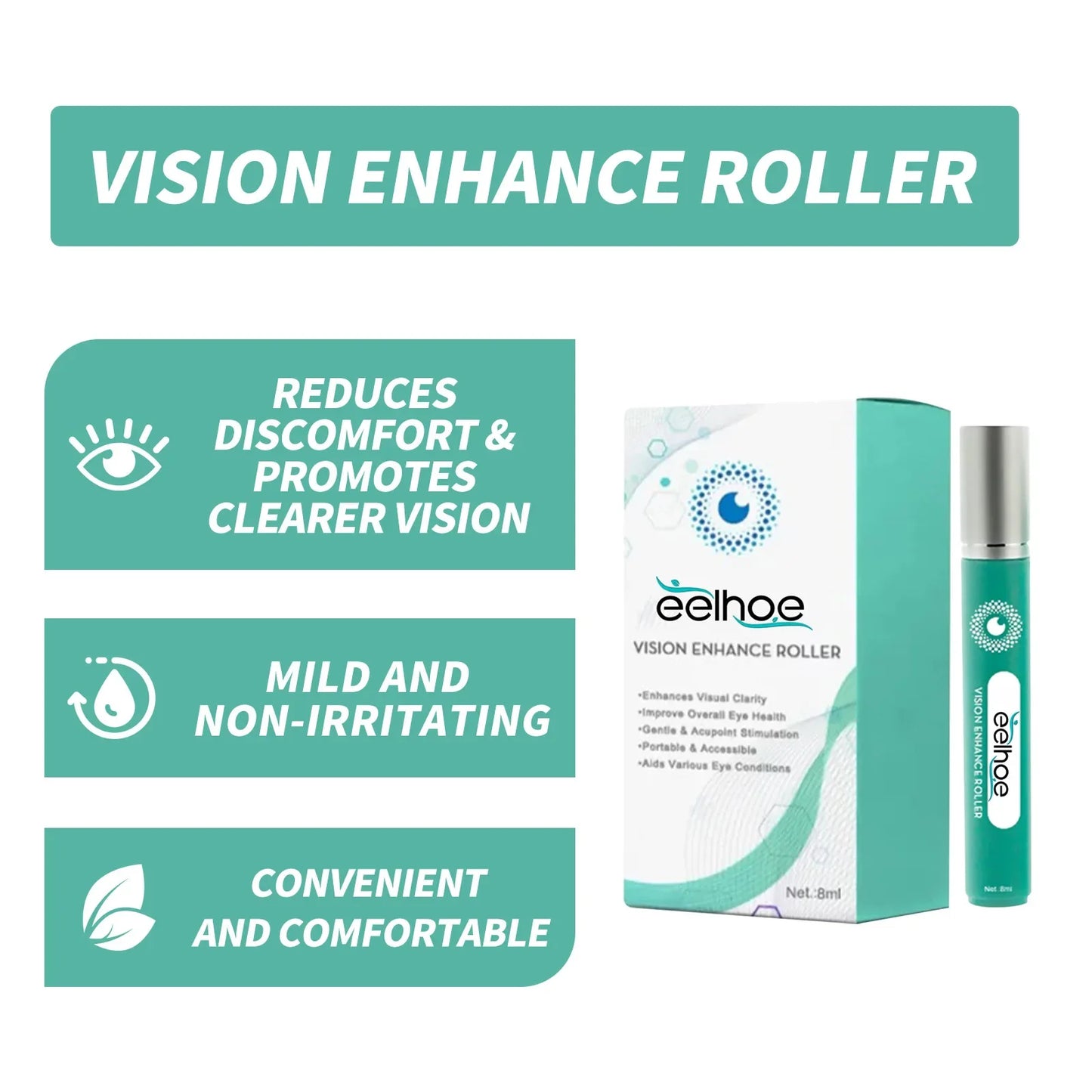 Korean Visual Enhancement Eye Serum Roller Relieve Eye Aningeresting Dark Circles Bags Eye Contour Moisturizing Cosmetics 8ML