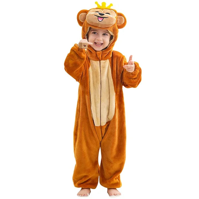 MICHLEY Halloween Lion Baby Rompers Clothes Hooded Flannel Cosplay Toddler Infant Pajamas Bodysuit Jumpsuit Costume For Kids Boy