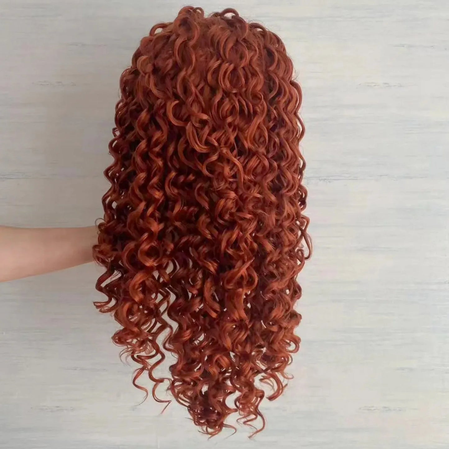 Auburn Ginger 13X4 Deep Curly Lace Front Wigs for Women Copper Red Orange Long Kinky Synthetic Hair Heat Resistant Party Cosplay