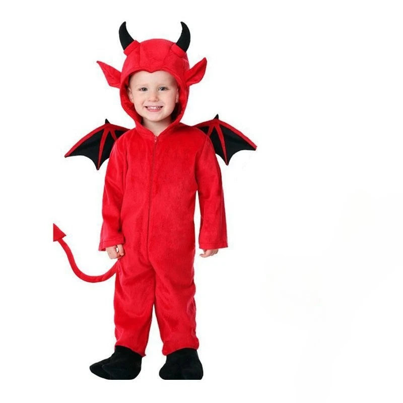 2025 New Halloween Children's Cute Cartoon Devil Bat Cloak Stage Performance Costume