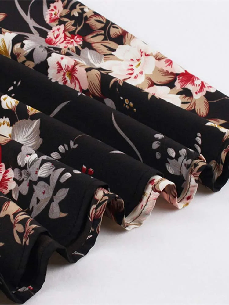 Sleeveless Floral Print Summer Dress Women Elegant Vintage Casual O Neck A Line Midi Party Sundress Vestidos With Belt