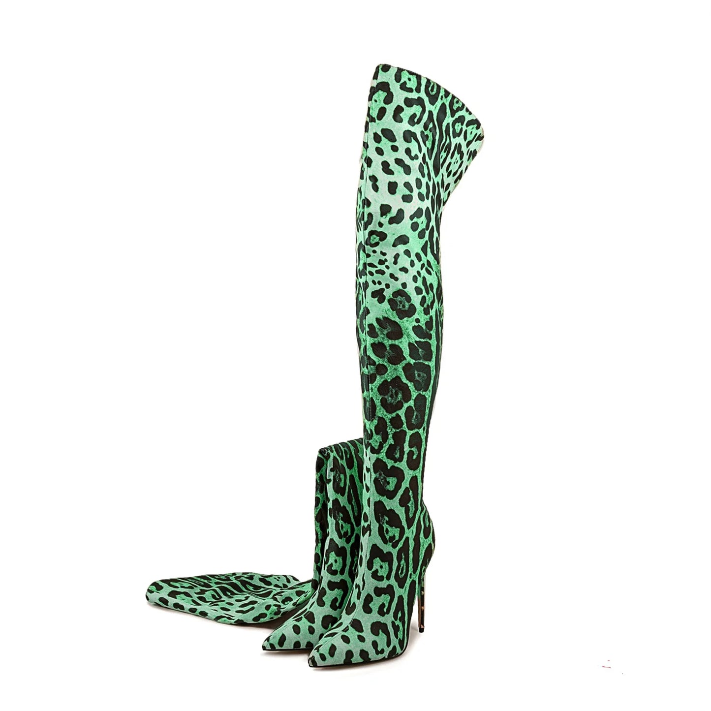 2024 Women's Euro-American Zebra Print Over-the-Knee Boots - Paneled Pointed-Toe Back-Zipper Stiletto, Plus Size Fashion Chic