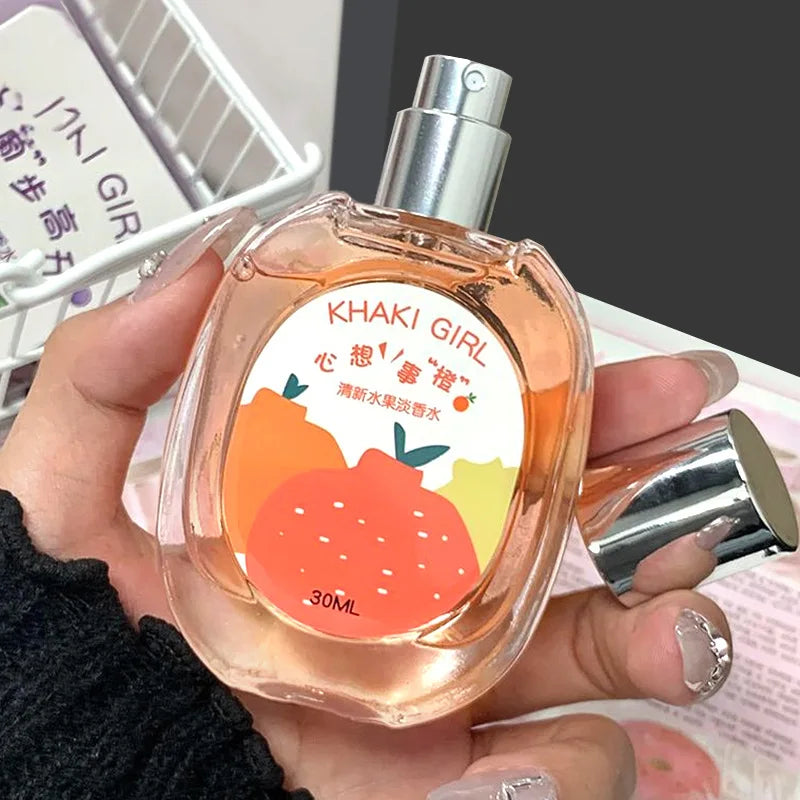 Young Girl Fruity Fragrance Women Perfume Light Long Lasting Sweet Scent of Grape Strawberry Orange 30ml Portable Fruity Perfume