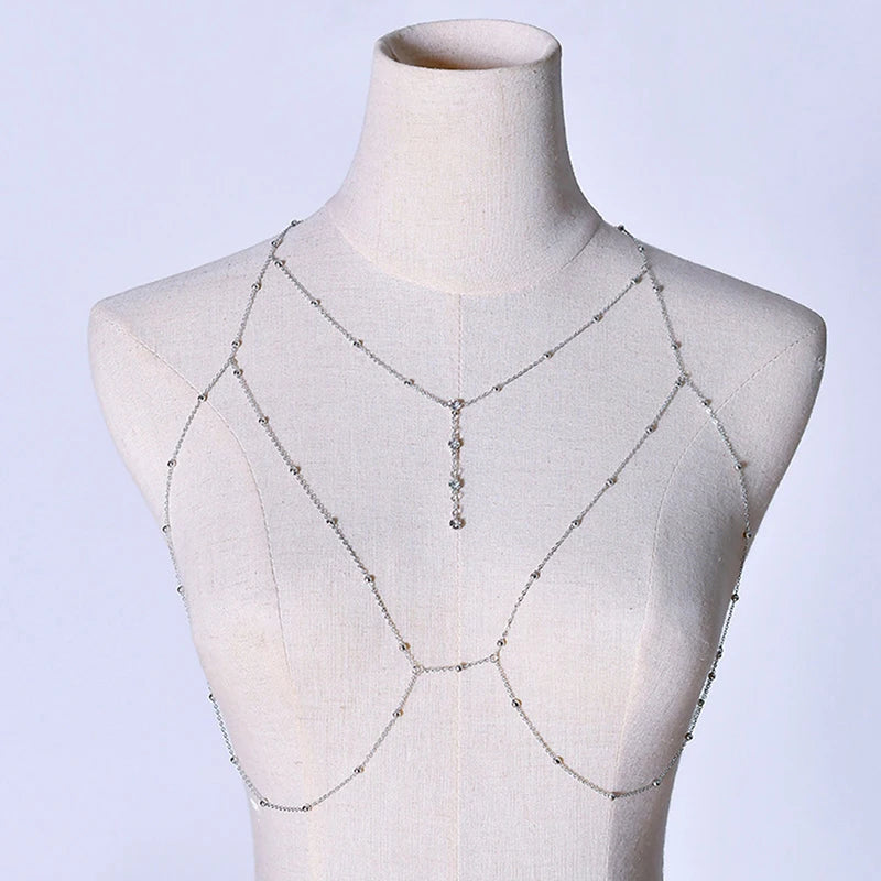 Body Jewelry Sexy Chest Chain Bikini Belly Chains for Women Cross Waist Chains Female Body Suit Girl Fashion Beach Simple Luxury