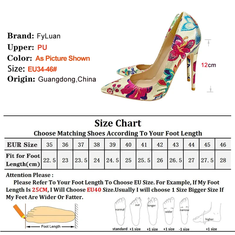 Fashion Print Women's Pumps 8CM 10CM 12CM Sexy Pointy Toe Luxury Female Shoes 2025 Spring Summer All-Match Woman Gold High Heels