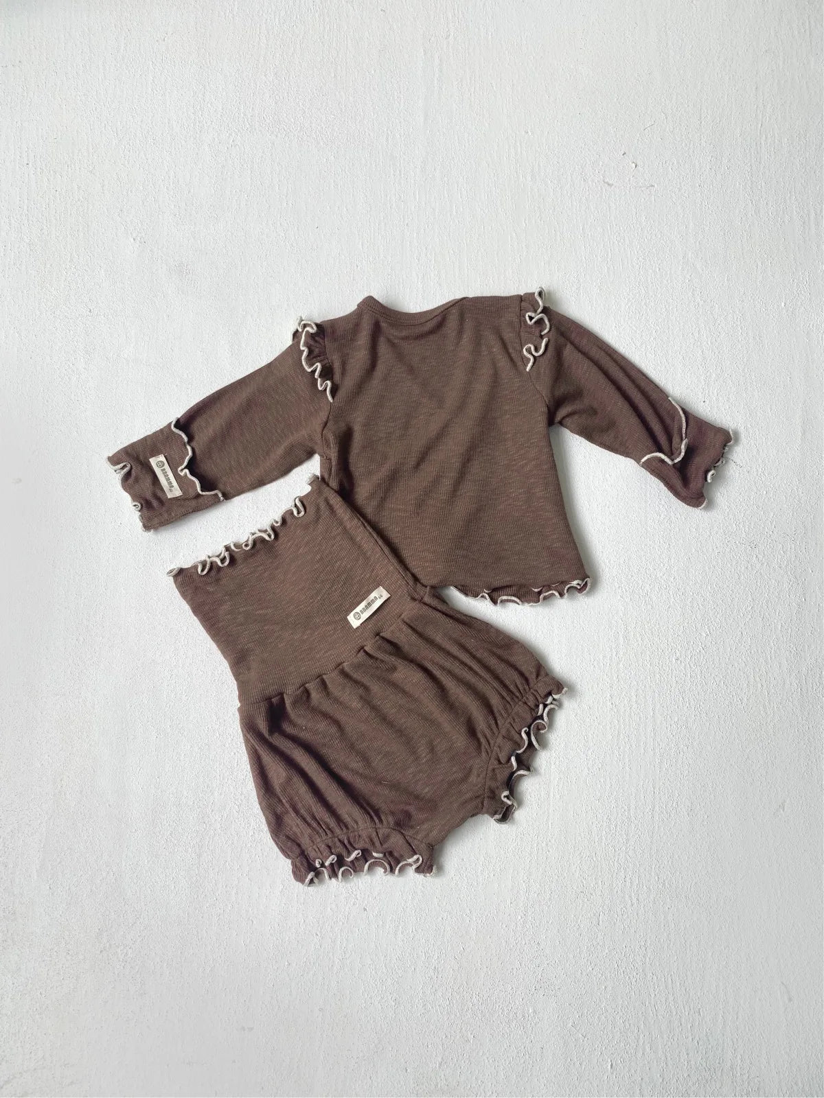6738 Baby Clothing Set 2025 Autumn New Baby Girl's Home Suit Flying Sleeve Top+High Waist Belly Shorts Pajamas Set