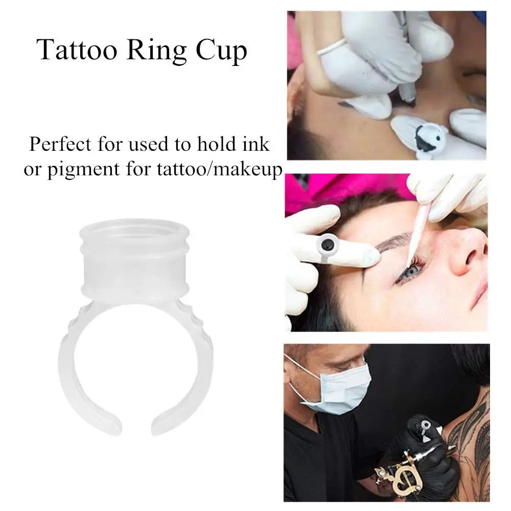 100/500/1000PCS Tattoo Rings Cups S/M/L Disposable Permanent Makeup Ring Plastic Tattoo Ink Pigment Ring for Tattoo Accessories