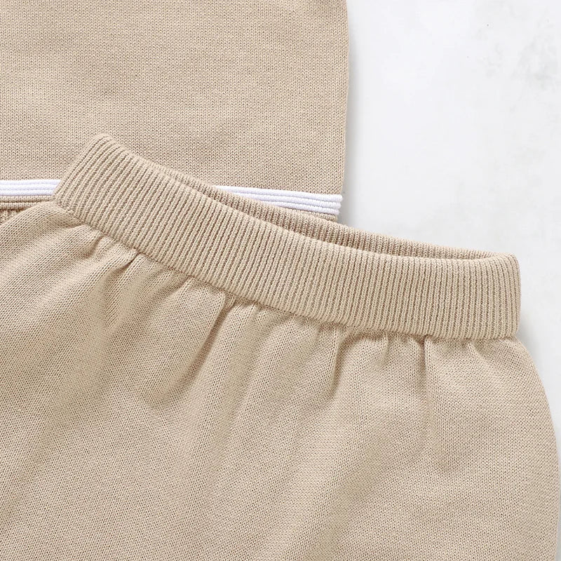 Summer Solid Short Sleeve T-Shirts+Shorts 2PCS Outfits for Newborn Boys Cotton Clothes Sets 0-18m Infant Knit Tracksuits Costume