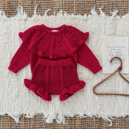 4487 Baby Clothing Set 2024 Autumn and Winter Baby Knitted Sweater Suit Twist Sweater +pp Short