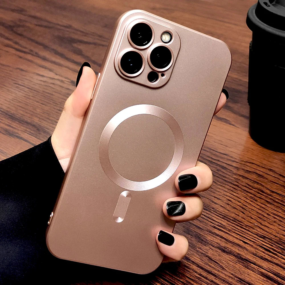 Luxury Soft TPU Matte Case For iPhone 16 15 14 13 12 11 Pro Max Plus 15Pro IPhone15 For Magsafe Mag Safe Wireless Charge Cover