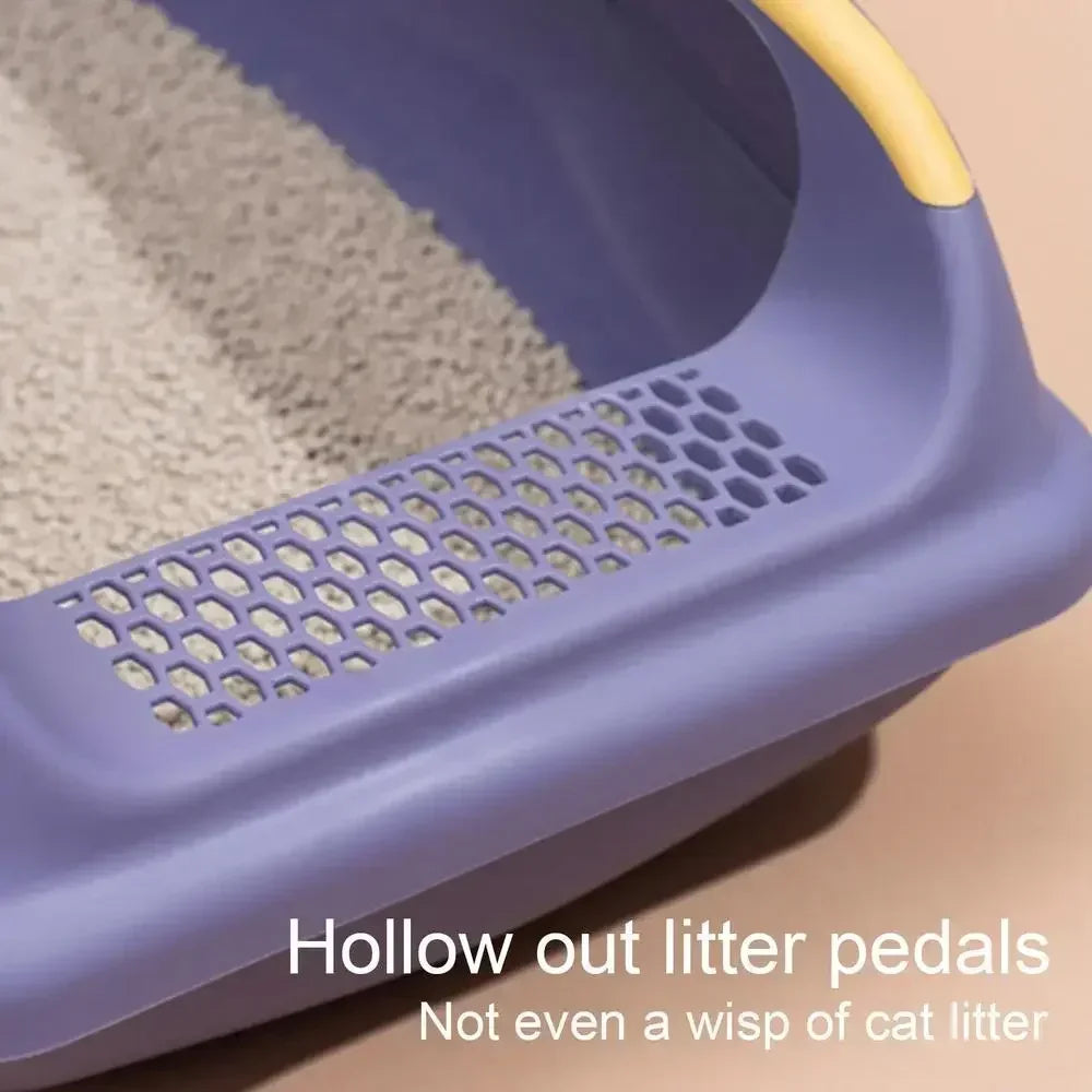 Semi Closed Plastic Sand Box Large Capacity Cat Litter Box For Cats Pet Toilet Anti Splash Cat Tray Cleaning Bath Basin Supplies