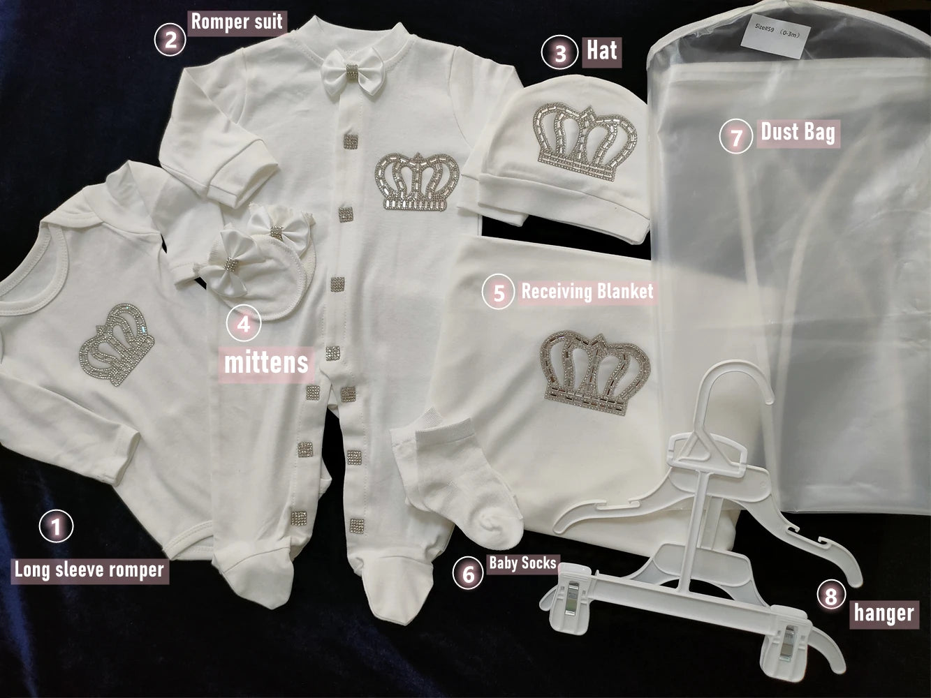 Newborn Baby Boy Outfits Set Kids Clothing Real Cotton Infant Care Products Body Suit Shirt Pants Mittens Receiving Blanket