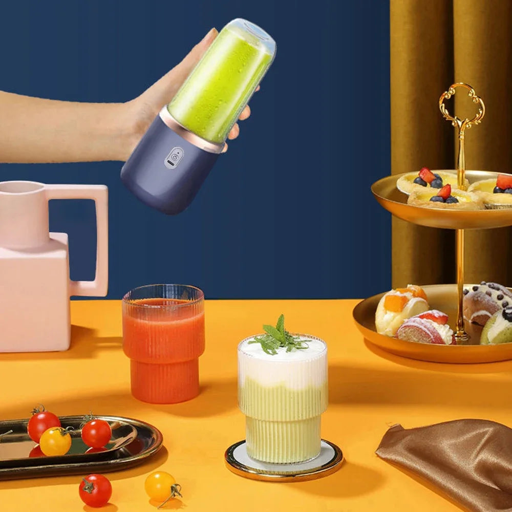 400ML Portable Electric Juicer 2 Cup Home Mini Multifunctional Wireless Blender USB Rechargeable Small Juice Cup Mixer Machine