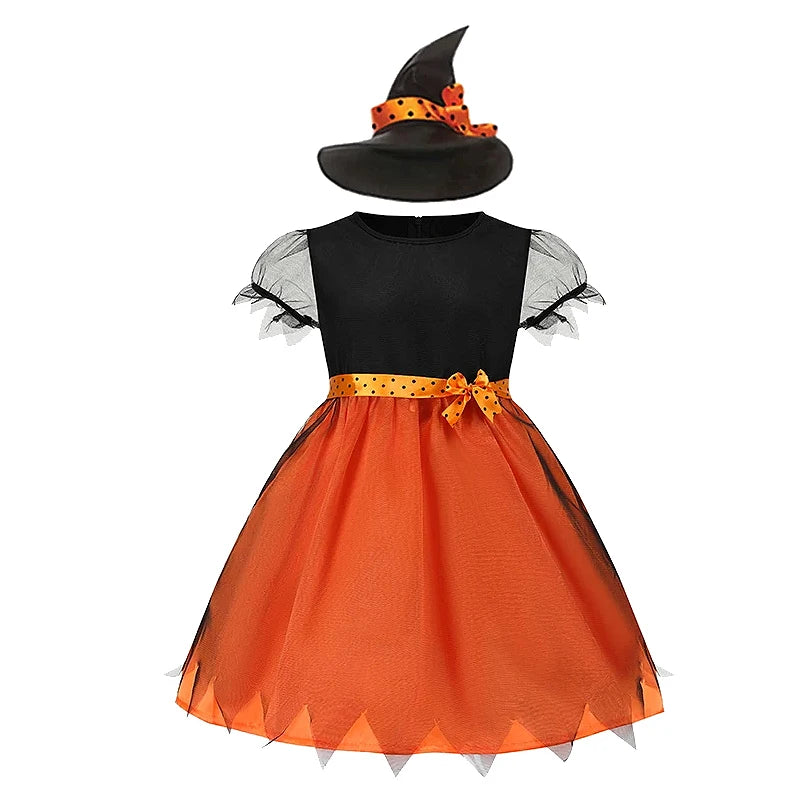 2-12T Halloween Costume for Kids Girls Purple Bat Dress Carnival Vampire Costume Witch Cosplay Clothes Carnival Party Gifts