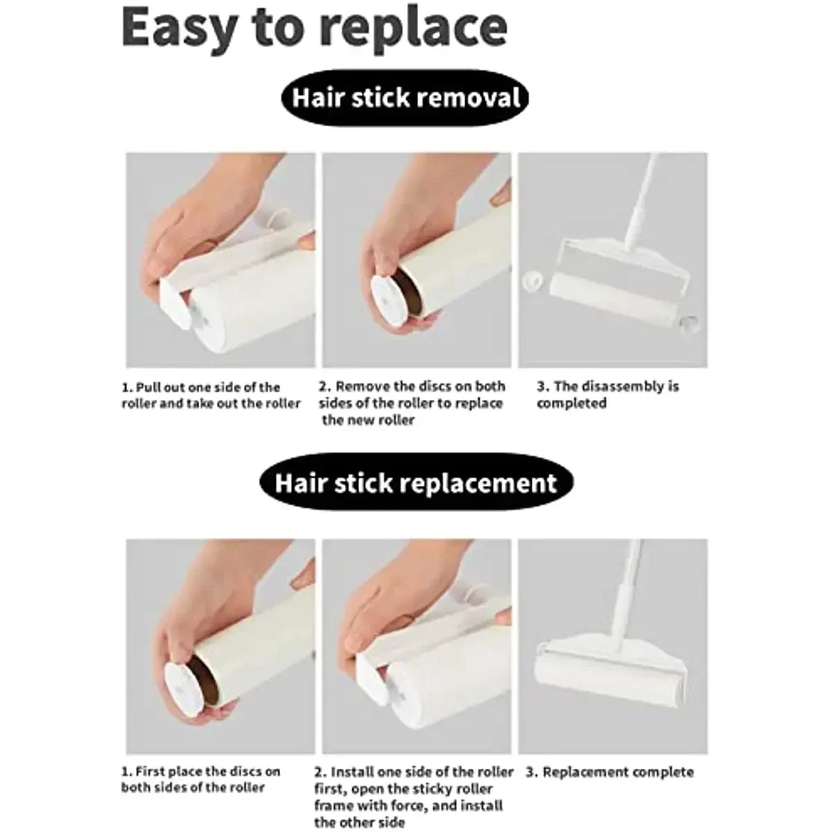 24cm 16cm Wide Lint Rollers Sticky with Long Handle Large Surface Pet Hair Remover Dust Brush for Carpets Floors Curtains