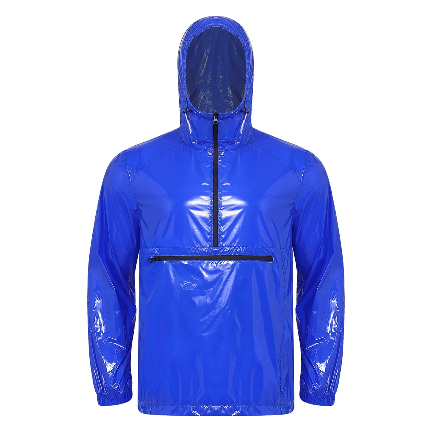 Men Waterproof Hooded Trench Jacket Long Sleeve Hood Outerwear Windbreaker Raincoat fo Hiking Fishing Biking Thermal Windbreaker