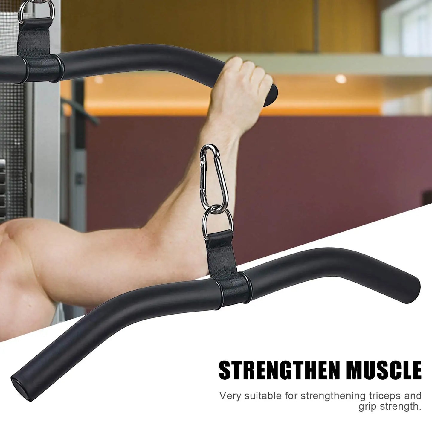 LAT Bar Cable Machine Attachment, Curl Pulldown Bar with Full Rotation and