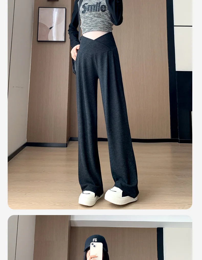 Maternity Pants Spring and Fall Wide-Legged Pants Low-Waisted Glutinous Pants Small Casual Straight Pants Maternity Clothing