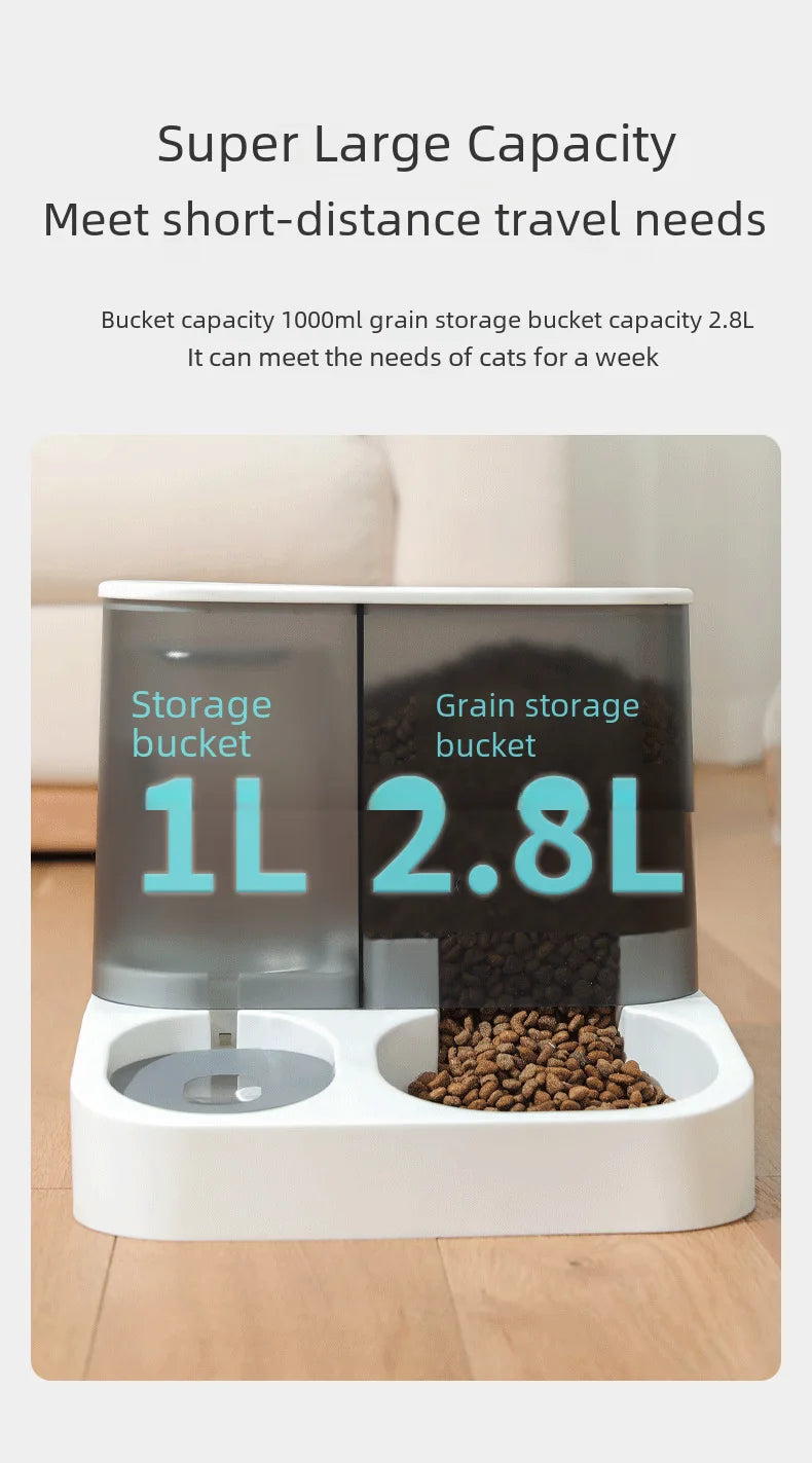 Automatic Dog Water Feeder Integrated Large 2.8L Capacity Transparent Visual Food Storage Bowl Pet Dog Cat Bowl