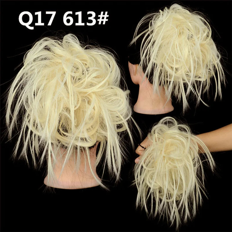 Synthetic Hair Bun Extensions Messy Curly Elastic Hair Scrunchies Hairpieces Synthetic Chignon Donut Updo Hair Pieces for Women