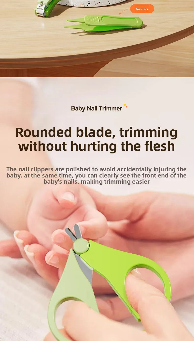 Baby Nail Clipper Set - Newborn-Safe Nail Scissors,Anti-Pinch Skin Nail Cutter Kit, Gentle Precision Grooming Tools for Infants