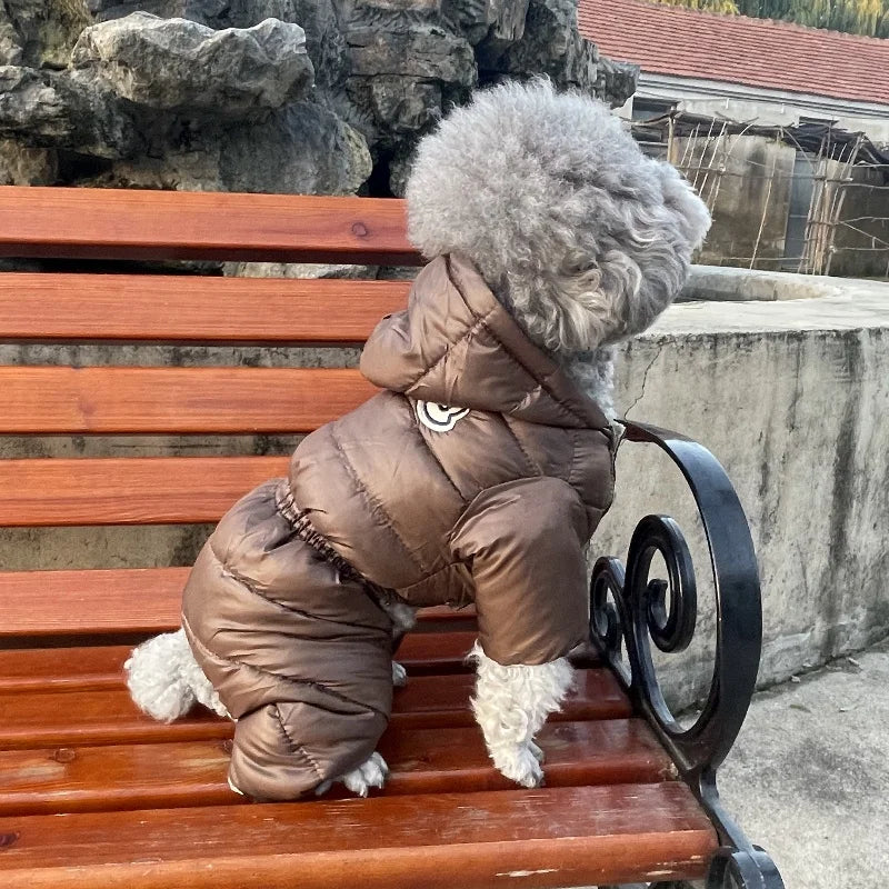 Winter Dog Jumpsuits Warm Soft Dog Clothes Padded Cotton Puppy Down Jacket Fashion Solid Cat Jumpsuit Coat Chihuahua Pet Clothes