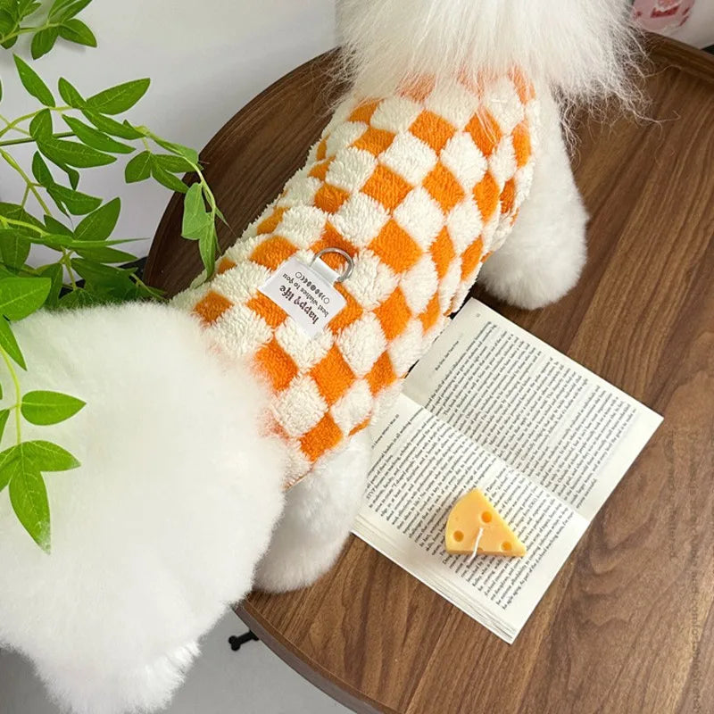 Autumn Winter Dog Warm Vest Fleece Dog Clothes Luxury Plaid Puppy Hoodies Chihuahua Bichon Yorkie Clothing Dog Pullover Pet Coat