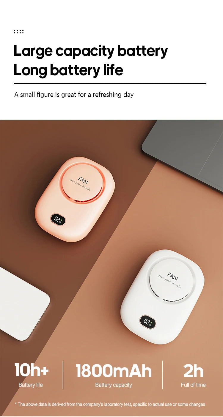 Portable Hanging Neck Fan Mini Cooling Waist Fans Bladeless USB Rechargeable Sports Cooler Fan 1800mAh For Outdoor Sports Travel