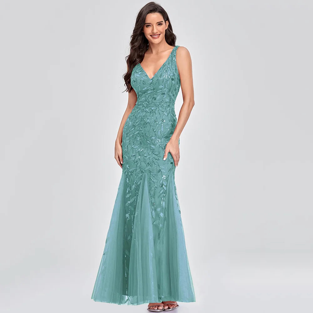 Sexy vintage Maxi Sequin cocktail Dress bridesmaid Prom Dresses for Women Casual Party Long sleeve club Bodycon Dress vestidos