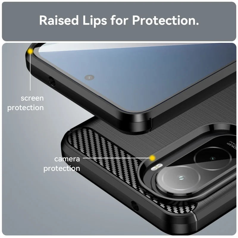 For Poco M7 Case Cover Xiaomi Poco M7 Capas Shockproof Phone Bumper Armor Coque Carbon Fibre Back TPU Soft Fundas Poco M7 Cover