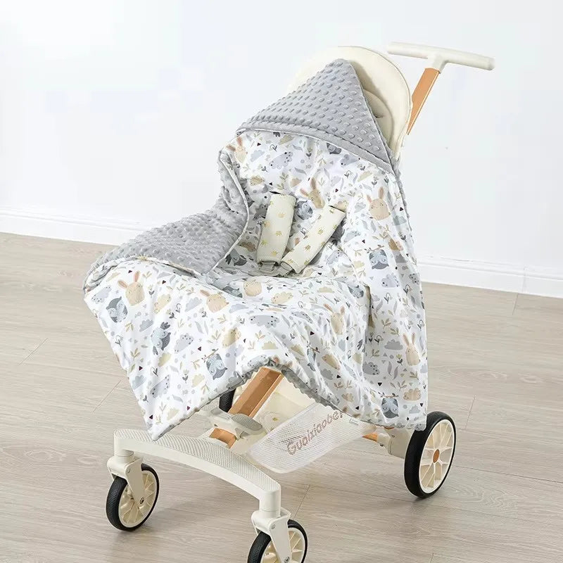 Baby Stroller Blanket Newborn Safety Seat Basket Sleeping Blankets Fleece Quilt Baby Swaddle Wrap Hooded Stroller Cover