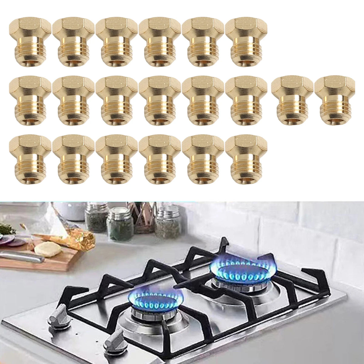 20pcs/set Burner Nozzle 0.5mm Propane Burner Orifice Kit Propane Gas Conversion Kit For LPG Burner Nozzle Outdoor Cooking