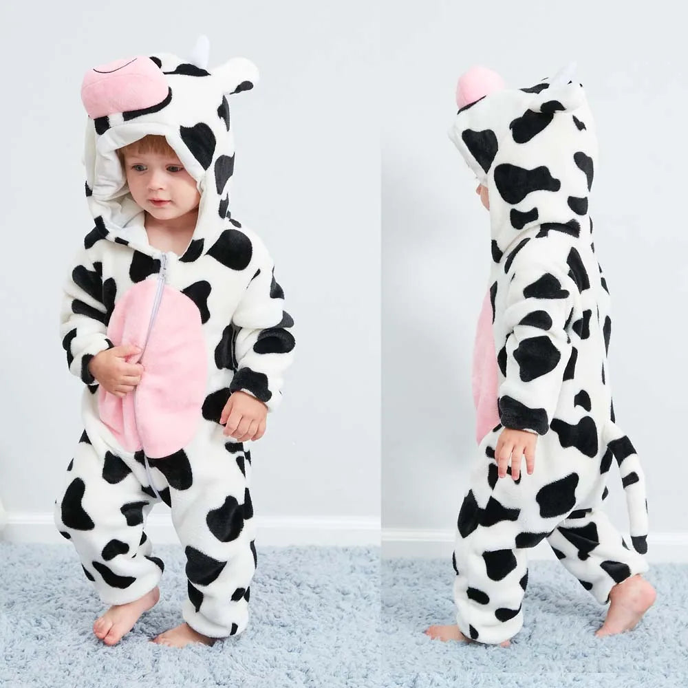 Autumn Winter Cartoon Style Winter Long Sleeve Baby Boys Girls Rompers Toddler Kids Playsuit Jumpsuits Baby Clothes Child Onesie