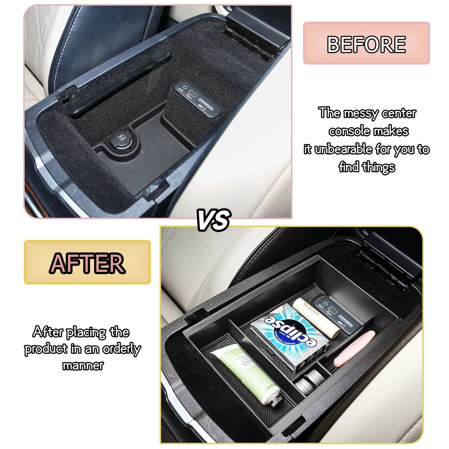 For Dodge Charger/Chrysler 300C 2011-2023 Armrest Storage Box Car Accessories Center Console Organizer Tray ABS Car Storage Box