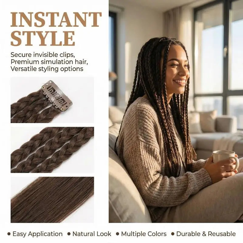 1Pairs Synthetic Wig Braids With Clip Boxing Braid Dreadlocks Clip In Hair Extension Dirty Braids Boxer Braid Hair Pieces