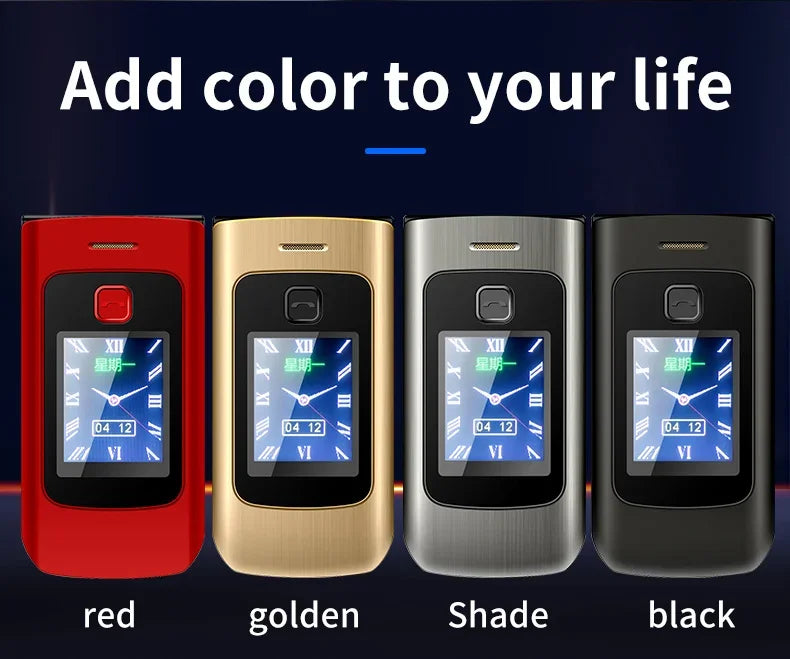 YeeMI K21+ 4G Rugged Feature Phone 2.6Inch Screen Big Button Flip Phone Dual SIM Dual Screen Cellphone 6800mAh Battery Full Band