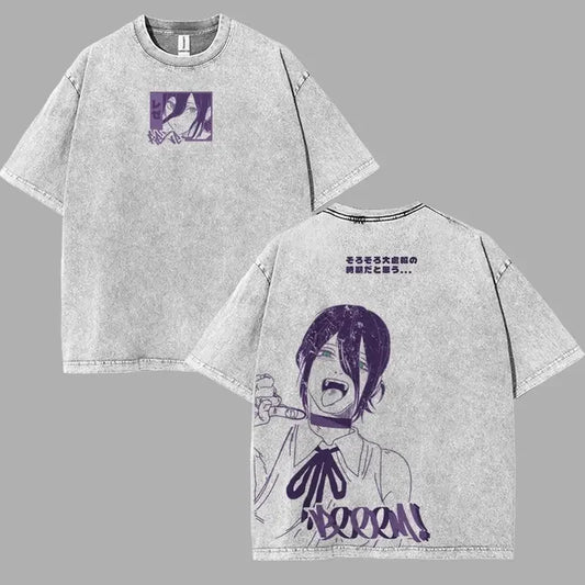 Hot Anime Chainsaw Man Reze Graphic Tee Men Women Short Sleeve Clothing Washed Cotton Tshirt Casual T-shirt Harajuku T Shirt