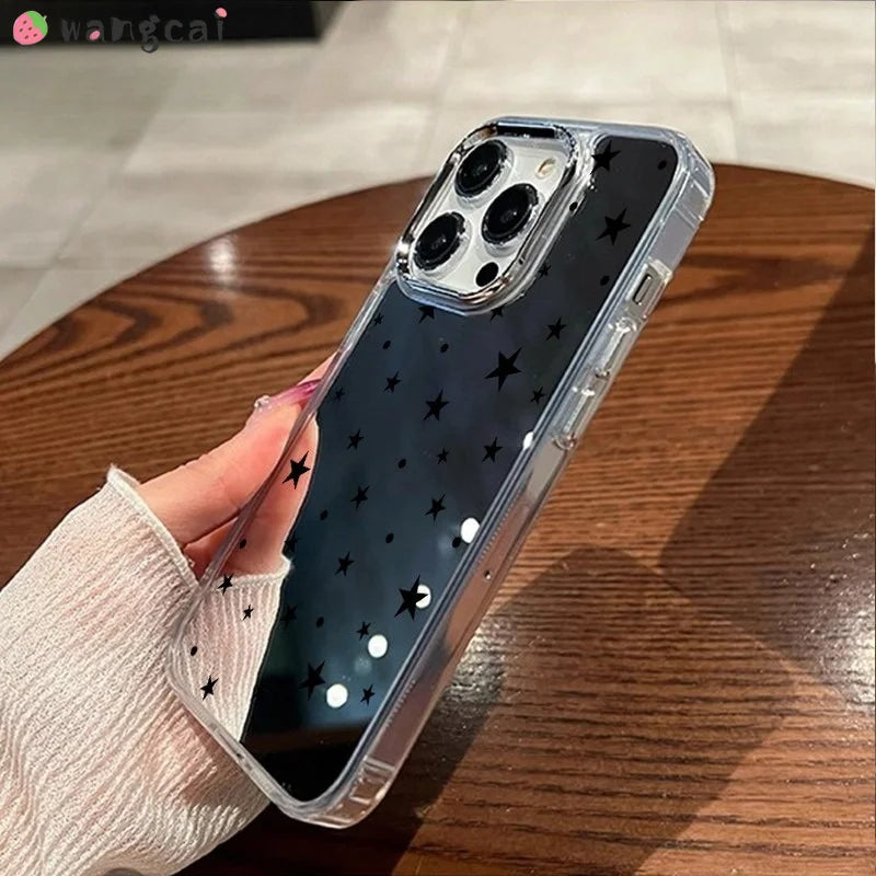 Mirror Black Dot Phone Case For Motorola Moto X70 Air G100 G100S G82 G77 G67 G57 G52 G86 G06 G Stylus Power Pure Play Cover
