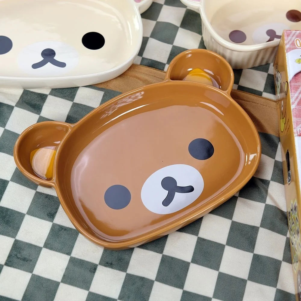 Cute Rilakkuma Ceramic Breakfast Plate Set Luxury Home Tableware Creative Sauce Dish Dinner Plate Kitchen Serving Set