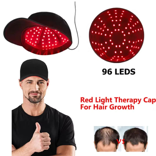 New 96Pcs Infrared LEDs Red Light Therapy 660nm&850nm Hair Growth Cap for Hair Regrowth Anti Hair Loss Relax Scalp Hair Care Hat