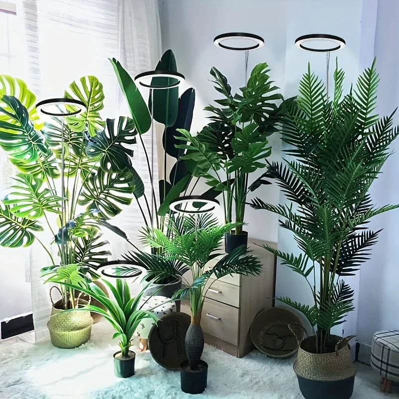HOMEFISH 1 pc Height Adjustable LED Grow Light Plant Growing Lamp Full Spectrum with 3 Timer for Indoor Large Plants